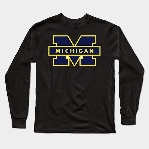 Michigan Sticker Long Sleeve T-Shirt by Biscuit25